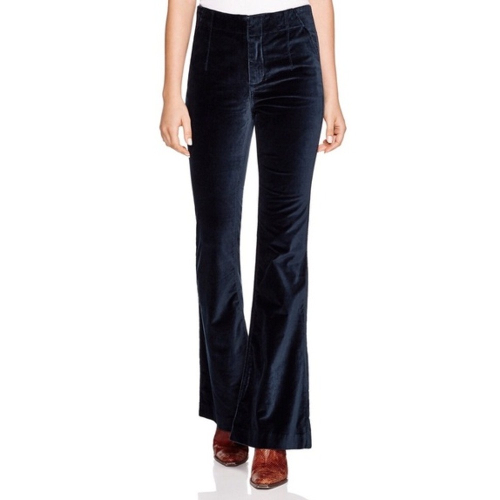 Free People Pants Womens Size 25 Blue Oxanna Velvet Flare Boho Festival‎ Western